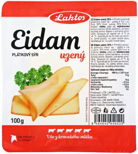 LAKTOS Sýr Eidam 100g Uzeny 30%