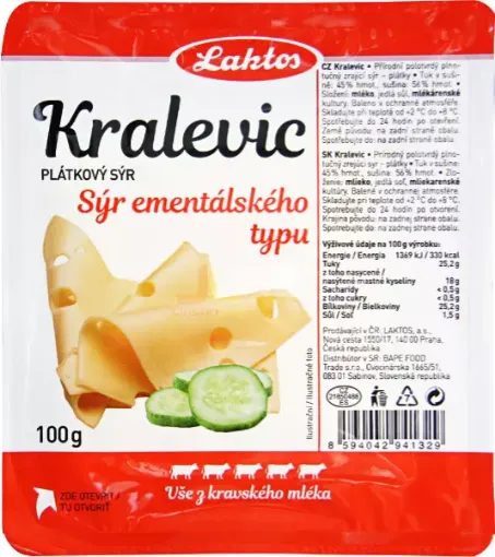 LAKTOS Sýr Plátky 100g Kralevic 45%