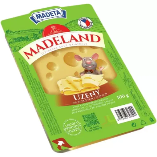 Madeta Sýr Plátky 100g Madeland Uzené